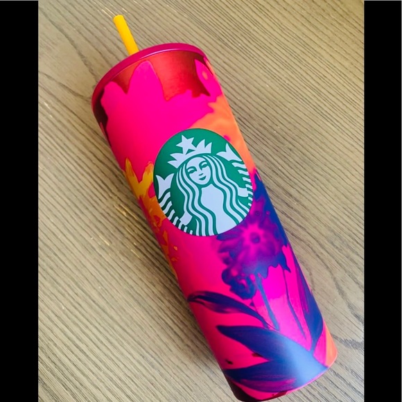 Starbucks Floral Stainless Steel Cup Pink Tumbler Cold Venti 24oz New 2022 - Picture 3 of 10